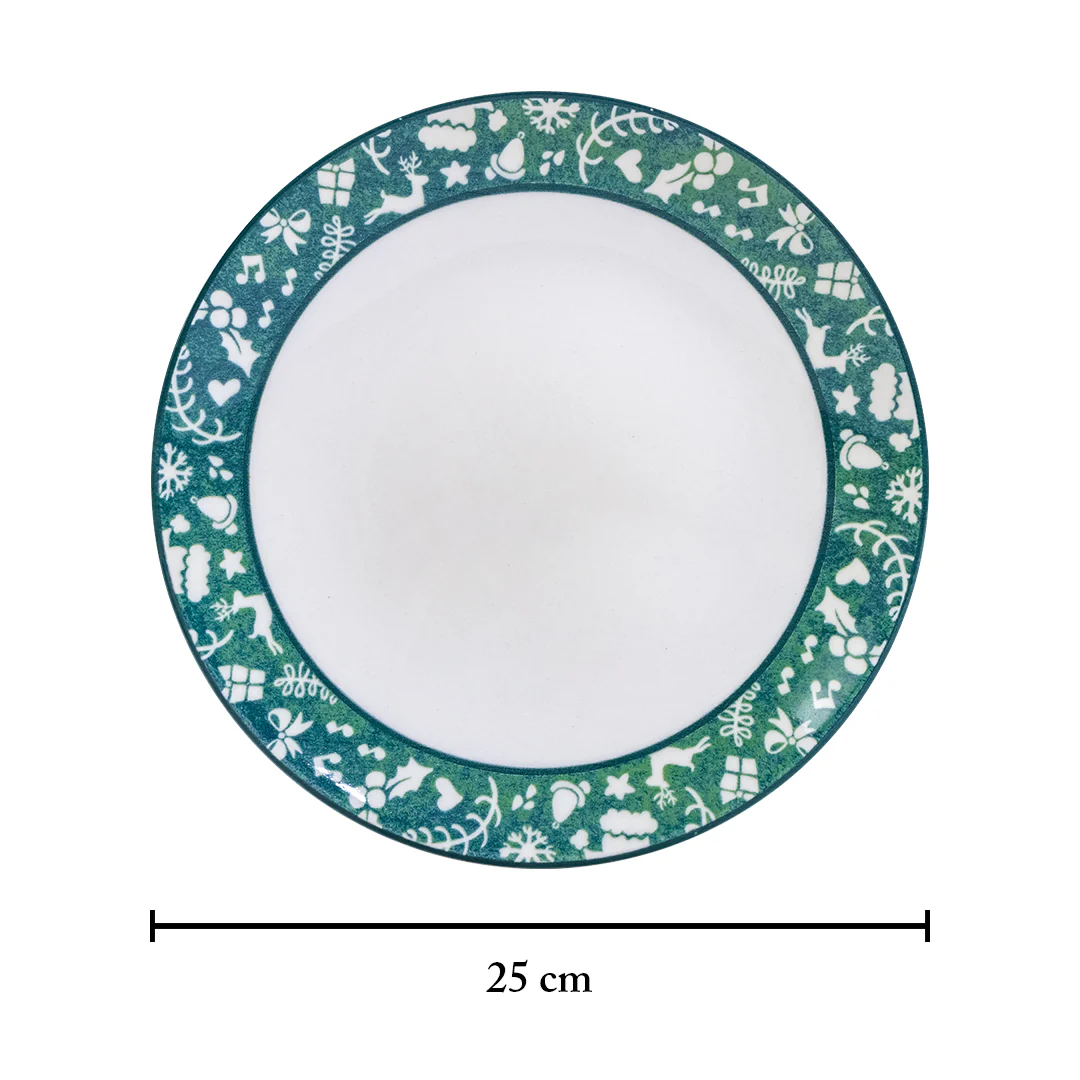 Set 4 Platos Trinche 25 cm Laila Navidad Verde - Image 2