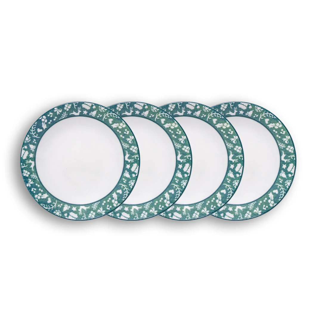 Set 4 Platos Hondo 20 cm Laila Navidad Verde